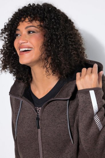 Ulla Popken 812880 Pletena flis jakna s teddy flisom Taupe - Odjeća od flisa - 
