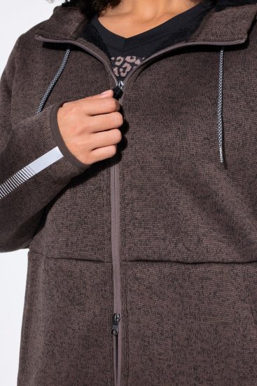 Ulla Popken 812880 Pletena flis jakna s teddy flisom Taupe - Odjeća od flisa - 