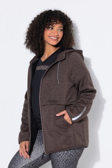 Ulla Popken 812880 Pletena flis jakna s teddy flisom Taupe - Odjeća od flisa - 