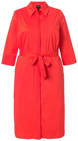 Ulla Popken 815217 Košuljasta haljina A-kroja s pojasom za vezanje Ružičasta - Midi haljine - Ženske midi haljine plus size