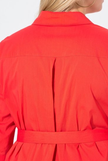 Ulla Popken 815217 Košuljasta haljina A-kroja s pojasom za vezanje Ružičasta - Midi haljine - Ženske midi haljine plus size