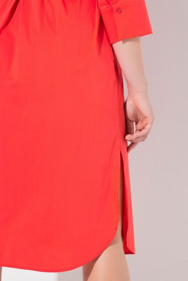 Ulla Popken 815217 Košuljasta haljina A-kroja s pojasom za vezanje Ružičasta - Midi haljine - Ženske midi haljine plus size
