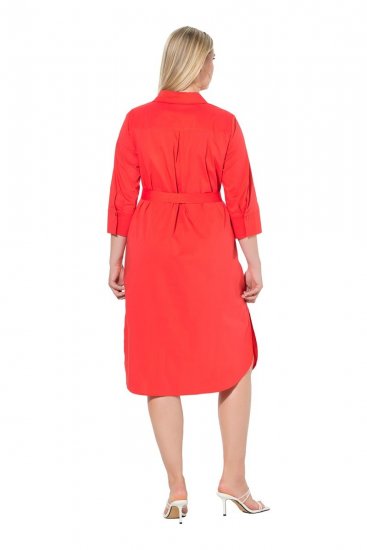 Ulla Popken 815217 Košuljasta haljina A-kroja s pojasom za vezanje Ružičasta - Midi haljine - Ženske midi haljine plus size