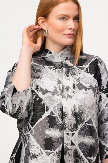 Ulla Popken 816673 Oversize žakarski sako s 3/4 rukavima Crna - Sakoi - Sakoi u velikim veličinama za žene
