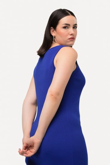 Ulla Popken 817591 Pletena haljina s V-izrezom Plava - Pletene haljine - 