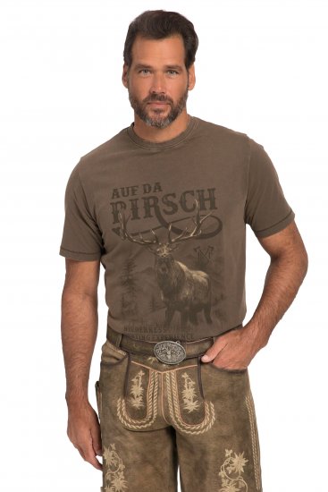 JP1880 Comfortable Fit Vintage Look T-Shirt Light Brown - Majice Kratkih Rukava - Muške Majice Kratkih Rukava Veliki Brojevi 