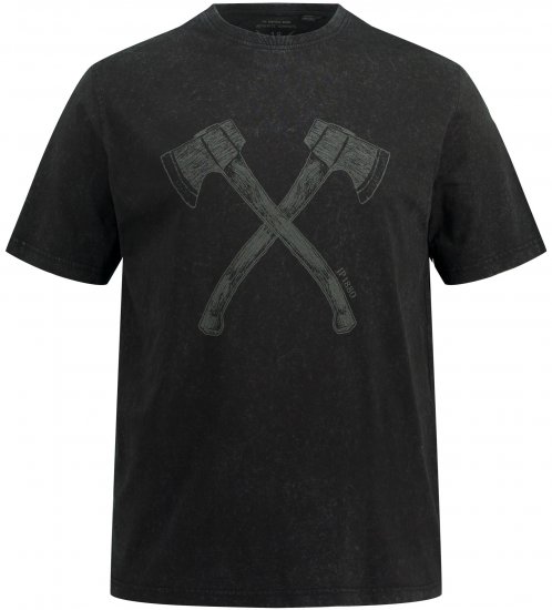 JP1880 Double Axe Design & Vintage Look T-Shirt Black - Majice Kratkih Rukava - Muške Majice Kratkih Rukava Veliki Brojevi 