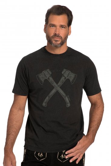 JP1880 Double Axe Design & Vintage Look T-Shirt Black - Majice Kratkih Rukava - Muške Majice Kratkih Rukava Veliki Brojevi 