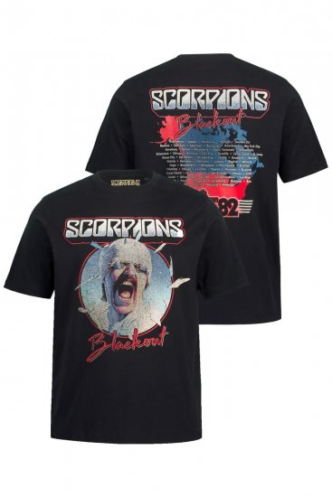 JP1880 Scorpions Blackout Graphic Comfort Fit Band T-Shirt Black - Majice Kratkih Rukava - Muške Majice Kratkih Rukava Veliki Brojevi 