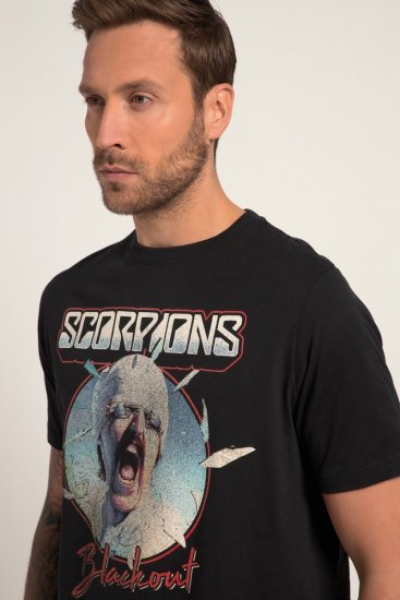 JP1880 Scorpions Blackout Graphic Comfort Fit Band T-Shirt Black - Majice Kratkih Rukava - Muške Majice Kratkih Rukava Veliki Brojevi 