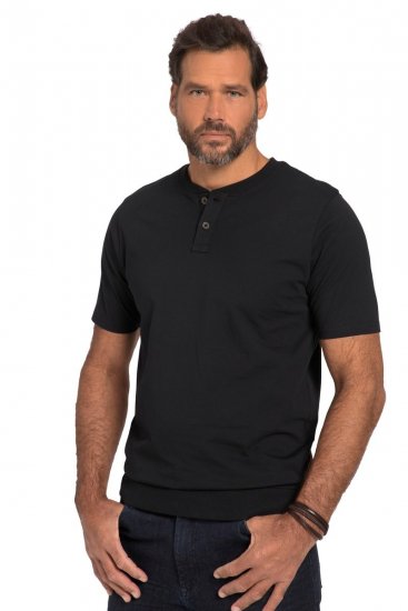 JP1880 818628 Majica Henley s krojem za trbuh Crna - Majice Kratkih Rukava - Muške Majice Kratkih Rukava Veliki Brojevi 