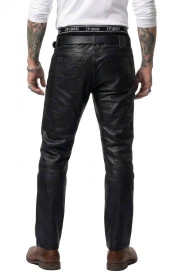 JP1880 Leather Pants Regular Fit Finest Lamb Nappa Black - Traperice & hlače - Muške Traperice i Hlače Veliki Brojevi