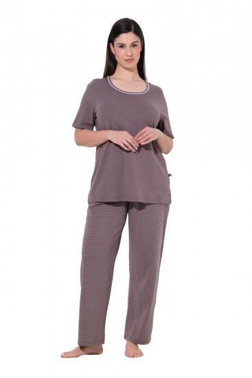 Ulla Popken 821244 Pidžama s točkicama Smeđa - Pidžame/Loungewear - 