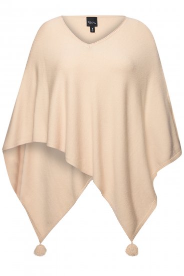 Ulla Popken Knit Pointed Hem Poncho Nature Melange - Puloveri & dukserice - 