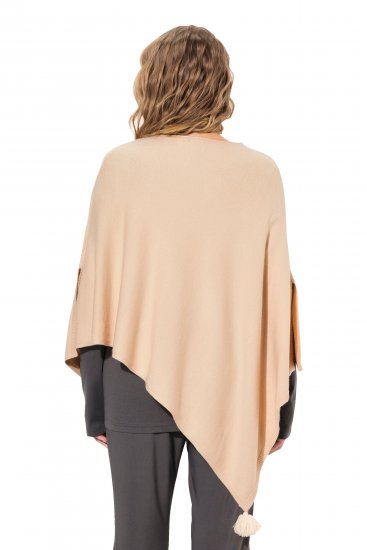 Ulla Popken Knit Pointed Hem Poncho Nature Melange - Puloveri & dukserice - 