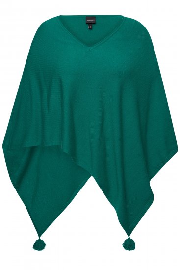 Ulla Popken Knit Pointed Hem Poncho Emerald Green - Puloveri & dukserice - 