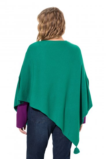 Ulla Popken Knit Pointed Hem Poncho Emerald Green - Puloveri & dukserice - 