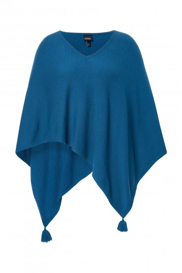 Ulla Popken Knit Pointed Hem Poncho Cerulean - Puloveri & dukserice - 