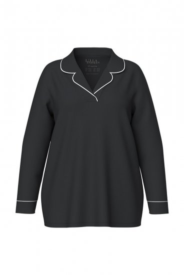 Ulla Popken 823030 Pidžama s košuljnim ovratnikom Crna - Pidžame/Loungewear - 