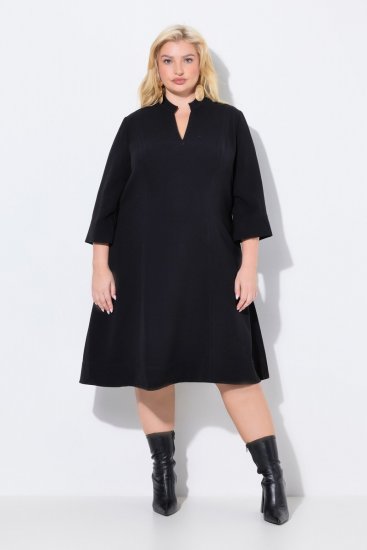 Ulla Popken 823290 Midi haljina s V-izrezom Crna - Midi haljine - Ženske midi haljine plus size