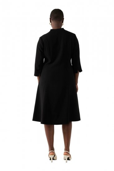 Ulla Popken 823290 Midi haljina s V-izrezom Crna - Midi haljine - Ženske midi haljine plus size