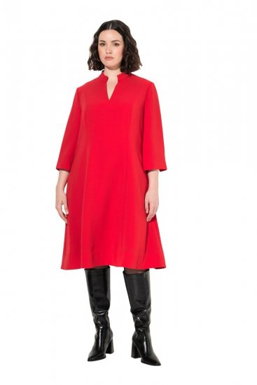Ulla Popken 823290 Haljina A-kroja s džepovima Crvena - Midi haljine - Ženske midi haljine plus size
