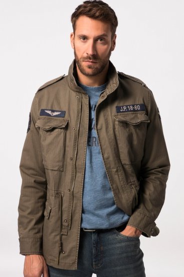 JP1880 Field Jacket with Badges Vintage Look TALL Moss Green - TALL jakne - TALL jakne za visoke muškarce