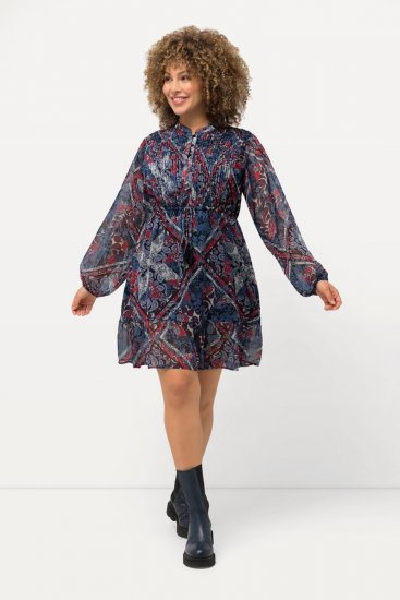 Ulla Popken 824976 Uzorkovana haljina Tamnoplava - Midi haljine - Ženske midi haljine plus size