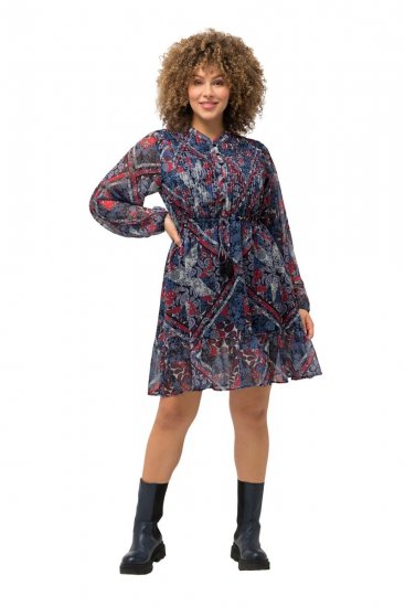 Ulla Popken 824976 Uzorkovana haljina Tamnoplava - Midi haljine - Ženske midi haljine plus size
