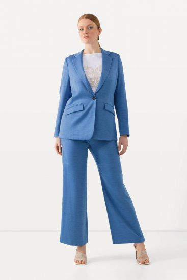 Ulla Popken 826163 Široke hlače za odijelo Denim plava - Hlače od tkanine - Široke platnene hlače za žene