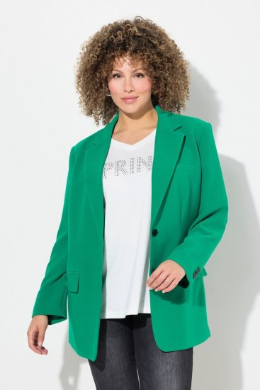 Ulla Popken 826487 Oversize sako s džepovima s preklopom Smaragdno zelena - Sakoi - Sakoi u velikim veličinama za žene