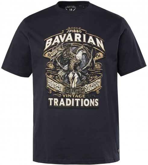 JP1880 Bavarian Design Vintage Looking T-Shirt Navy Blue - Majice Kratkih Rukava - Muške Majice Kratkih Rukava Veliki Brojevi 
