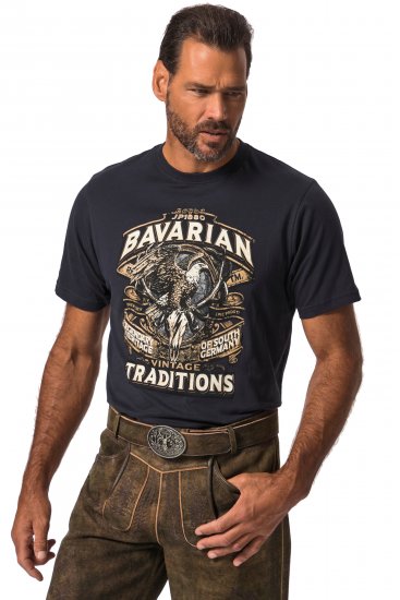 JP1880 Bavarian Design Vintage Looking T-Shirt Navy Blue - Majice Kratkih Rukava - Muške Majice Kratkih Rukava Veliki Brojevi 