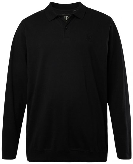 JP1880 827115 Polo majica dugih rukava s krojem za trbuh Crna - Polo majice - Muške Polo Majice Veliki Brojevi