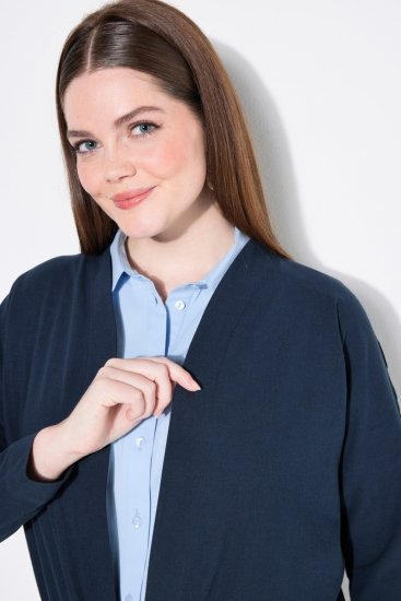 Ulla Popken 827116 Bolero s visokim ovratnikom od mješavine lana Tamnoplava - Bolera - 