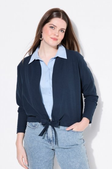 Ulla Popken 827116 Bolero s visokim ovratnikom od mješavine lana Tamnoplava - Bolera - 
