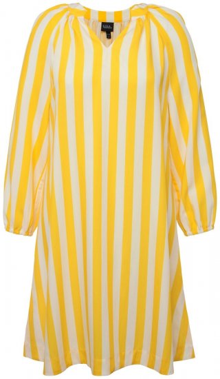 Ulla Popken 827653 Prugasta haljina Žuta - Midi haljine - Ženske midi haljine plus size