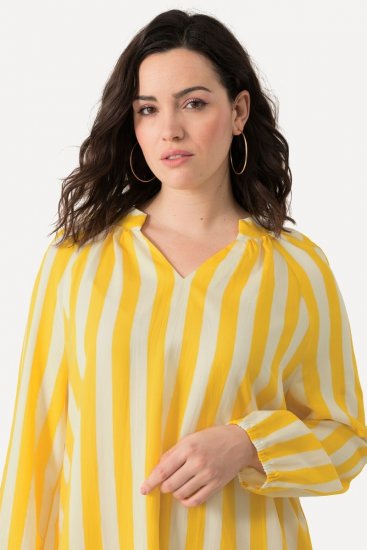Ulla Popken 827653 Prugasta haljina Žuta - Midi haljine - Ženske midi haljine plus size