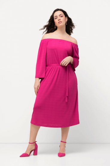 Ulla Popken 827740 Haljina od jerseya s 3/4 rukavima Ružičasta - Midi haljine - Ženske midi haljine plus size