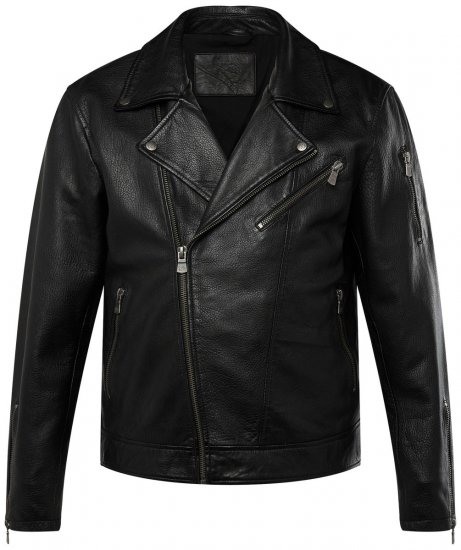 JP1880 830586 Biker jakna od janjeće nape Crna - Jakne - Muške Jakne Veliki Brojevi