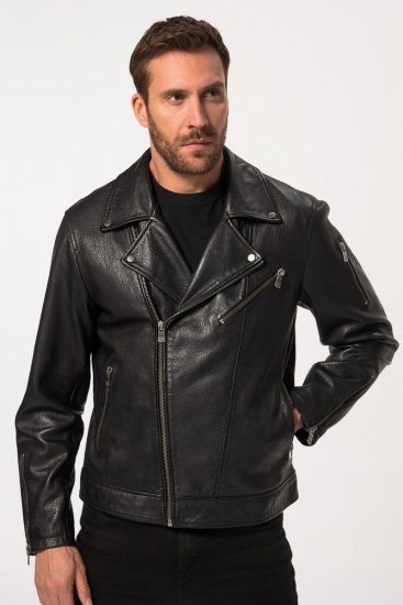 JP1880 830586 Biker jakna od janjeće nape Crna - Jakne - Muške Jakne Veliki Brojevi
