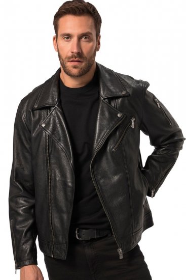 JP1880 830586 Biker jakna od janjeće nape Crna - Jakne - Muške Jakne Veliki Brojevi