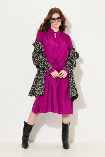 Ulla Popken 830615 Haljina dugih rukava s volanima Lila - Midi haljine - Ženske midi haljine plus size