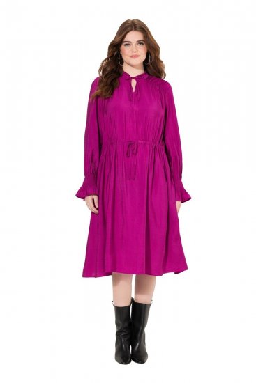 Ulla Popken 830615 Haljina dugih rukava s volanima Lila - Midi haljine - Ženske midi haljine plus size