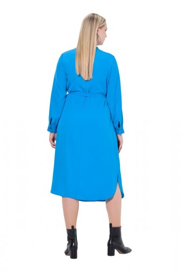 Ulla Popken 831004 Midi haljina dugih rukava s V-izrezom Kraljevsko plava - Midi haljine - Ženske midi haljine plus size