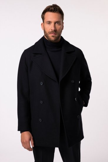 JP1880 Caban Short Double-breasted Overcoat Navy - Jakne - Muške Jakne Veliki Brojevi
