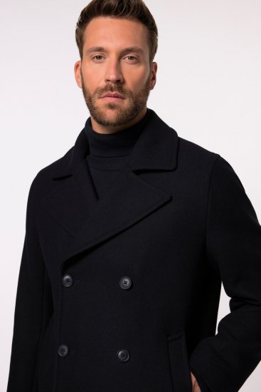 JP1880 Caban Short Double-breasted Overcoat Navy - Jakne - Muške Jakne Veliki Brojevi