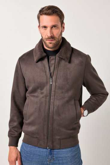 JP1880 Bomber Jacket Faux Leather Dark Brown - Jakne - Muške Jakne Veliki Brojevi
