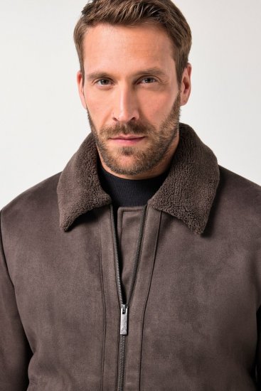 JP1880 Bomber Jacket Faux Leather Dark Brown - Jakne - Muške Jakne Veliki Brojevi