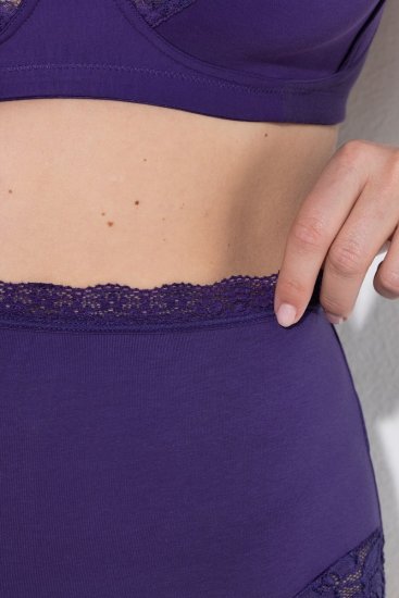 Ulla Popken 831866 Gaćice visokog struka s čipkom 3 kom Kraljevsko plava - Gaćice - 